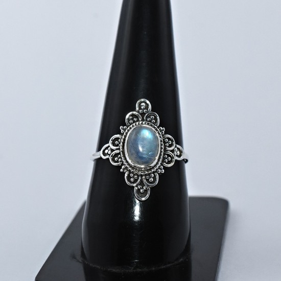 Rainbow Moonstone 925 Sterling Silver Boho Ring June Birthstone Ring Jewelry Indian Silver Jewelry
