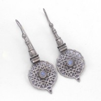 Rainbow Moonstone Drops Earring Handmade 925 Sterling Silver Oxidized Silver Jewellery