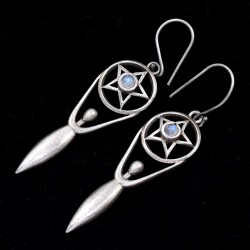Rainbow Moonstone Earring 925 Sterling Solid Silver Handmade Drop Dangle Earring Oxidized Silver Jewellery