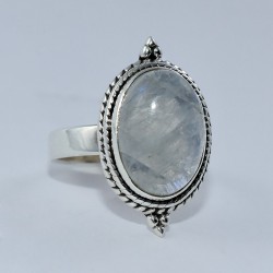 Rainbow Moonstone Ring 925 Sterling Silver Boho Ring Promises Ring Jewelry Gift For Her