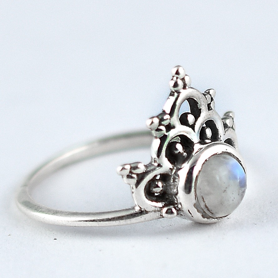 Details about   Rainbow Moonstone 925 Sterling Silver Ring Boho Statement Girls Jewelry P1349