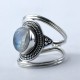 Rainbow Moonstone Ring Oval Shape Handmade 925 Solid Sterling Silver Oxidized Silver Jewellery