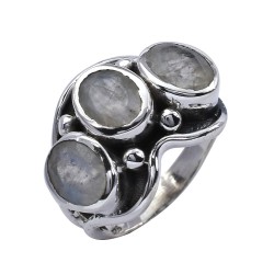 Rainbow Moonstone Ring Oxidized Silver Jewellery 925 Sterling Silver Ring 925 Stamped Jewellery