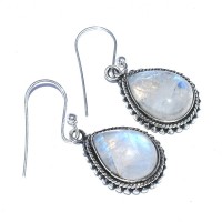 Rainbow Moonstone Teardrop Earring Drop Dangle Earring 925 Sterling Silver Handmade Oxidized Earring Jewelry