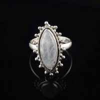 Rainbow Moon Stone Silver Gemstone  Handmade Ring Indian Silver Jewelry 