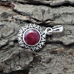 Red Corundum 925 Sterling Silver Handmade Pendant Jewelry Gift For Her