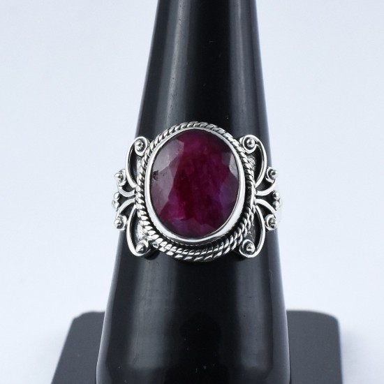 Dyed Ruby Ring Handmade 925 Sterling Silver Boho Ring Oxidized Silver Jewelry Engagement Ring Gift For Her