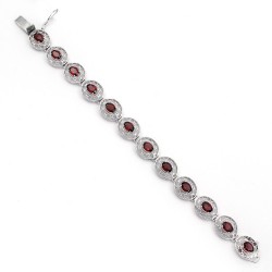 Red Garnet 925 Sterling Silver Handmade Bracelet Jewelry Gift For Her
