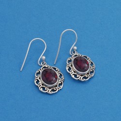 Natural Red Garnet 925 Sterling Silver Earring Jewelry