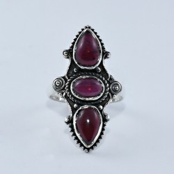 Red Garnet 925 Sterling Silver Friendship Ring Jewelry Boho Ring Jewelry Gift For Her