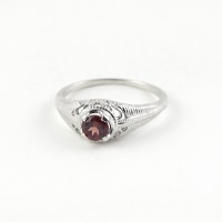 Natural Red Garnet 925 Sterling Silver Rhodium Plated Ring Jewelry For Her