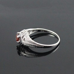 Natural Red Garnet 925 Sterling Silver Rhodium Plated Ring Jewelry For Her