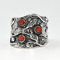 Red Moonga Ring 925 Sterling Silver Handmade Ring Band Ring Oxidized Jewelry