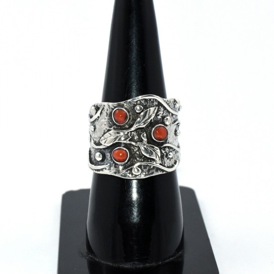 Red Moonga Ring 925 Sterling Silver Handmade Ring Band Ring Oxidized Jewelry