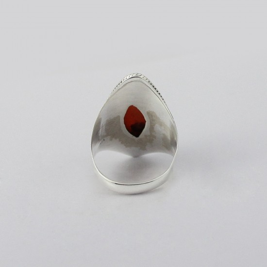 Charming !! Bezel Setting Red Onyx 925 Sterling Silver Ring