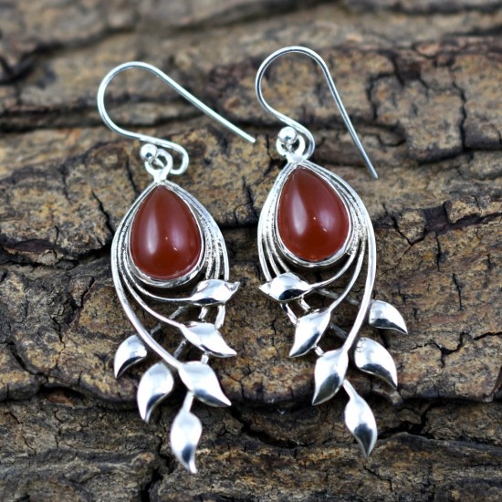 Red Onyx Dangle Earring 925 Sterling Silver Women Handcrafted Silver Earring Jewellery