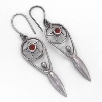 Red Onyx Drop Dangle Earring Solid 925 Sterling Silver Handmade Oxidized Silver Jewelry