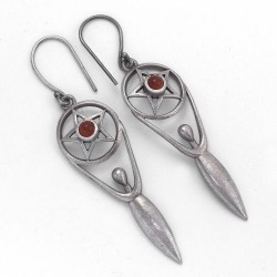 Red Onyx Drop Dangle Earring Solid 925 Sterling Silver Handmade Oxidized Silver Jewelry