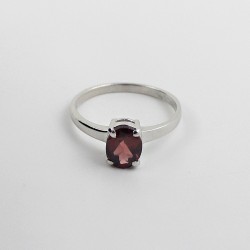 Deep Love !! Red Garnet Rhodium Plated 925 Sterling Silver Ring Jewelry