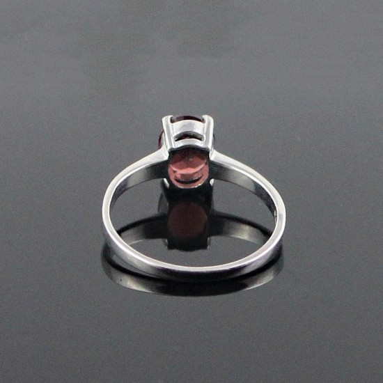Deep Love !! Red Garnet Rhodium Plated 925 Sterling Silver Ring Jewelry