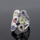 Rhodium Plated 925 Sterling Silver Multi Stone Friendship Ring