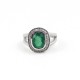 Rhodium Plated American Diamond Green Onyx 925 Sterling Silver Ring Jewelry