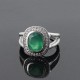 Rhodium Plated American Diamond Green Onyx 925 Sterling Silver Ring Jewelry