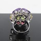 Rhodium Plated Multi Color Stone 925 Sterling Silver Ring Handmade Jewelry Gift For Her