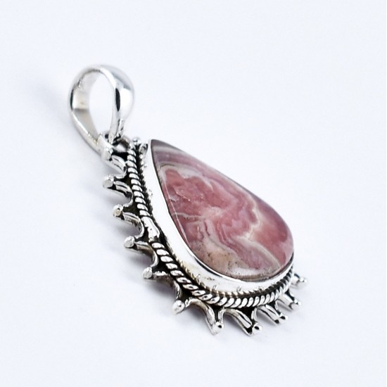 Rhodochrosite Pendant Pink Colour Handmade 925 Sterling Silver Manufacture Silver Jewellery