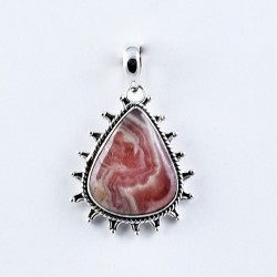 Rhodochrosite Pendant Pink Colour Handmade 925 Sterling Silver Manufacture Silver Jewellery