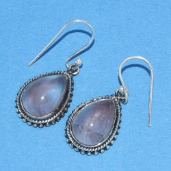 Rose Quartz Drops Earring Teardrop Earring 925 Sterling Silver Oxidized Silver Earring Jewellery