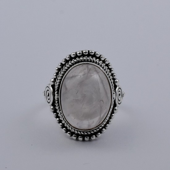 Rose Quartz Ring 925 Sterling Silver Wholesale Silver Ring Jewelry Exporter