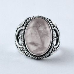 Rose Quartz Ring Boho Ring Handmade 925 Sterling Silver Oxidized Silver Jewelry Indian Silver Jewelry Gift For Her