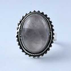 Adjustable Rose Quartz Ring Handmade 925 Sterling Silver Oxidized Silver Jewellery 925 Stamped Jewellery