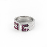 Attractive Look !! Ruby 925 Sterling Silver Rhodium Plated Band Ring Jewelry