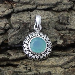 Natural Chalcedony 925 Sterling Silver Pendant Fashion Jewelry