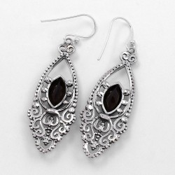 Smoky Quartz Drops Earring Handmade Solid 925 Sterling Silver Teardrop Earring Oxidized Jewelry Gift For Her