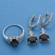 Smoky Quartz Gemstone Rhodium Polished Ring Earring Jewelry Set 925 Sterling Silver Prong Setting Jewelry