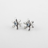 Stud Earring Blue Topaz 925 Sterling Silver Jewelry