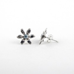 Stud Earring Blue Topaz 925 Sterling Silver Jewelry