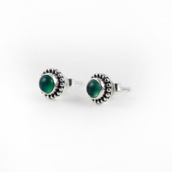 Stud Earring Green Onyx 925 Sterling Silver Handmade Jewelry