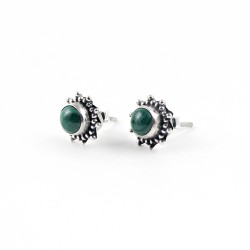 Stud Earring Malachite Gemstone 925 Sterling Silver Jewelry Gift For Her