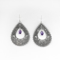 A Perfect Way !! Purple Amethyst 925 Sterling Silver Earring