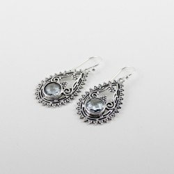 Amazing New Design !! Blue Topaz 925 Sterling Silver Earring