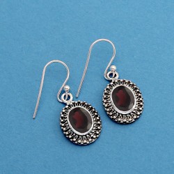 Awesome Earring !! Red Garnet 925 Sterling Silver Dangle Earring Handmade Jewelry