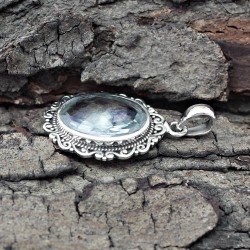 Stunning Green Amethyst Cut Stone Silver Handmade Pendant Jewelry
