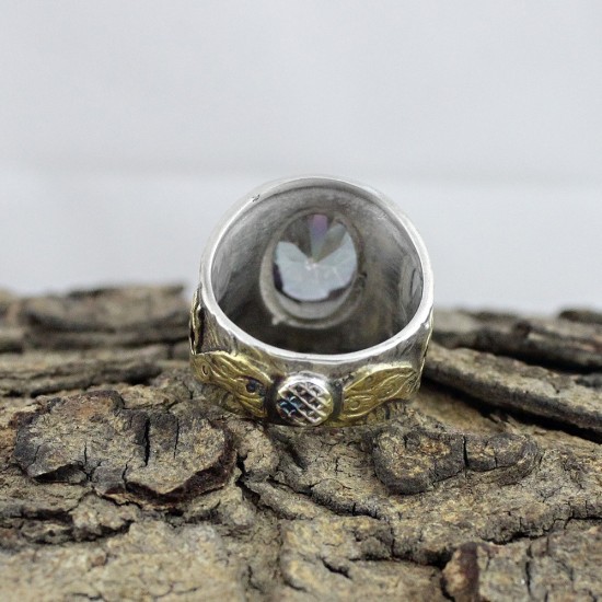 Lovely Oval Shape Mystic Topaz Gemstone 925 Sterling Silver Ring