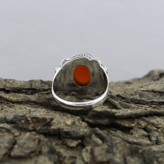 Stunning Red Onyx 925 Sterling Silver Ring Handmade Jewelry
