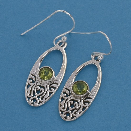 Sunshine Green Peridot Drops Earring Handmade Silver Jewelry 925 Sterling Silver Jewelry