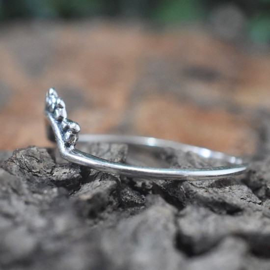 Tiara Ring Oxidized Silver Jewelry Solid 925 Sterling Silver Handmade Band Ring Jewelry Gift For Her